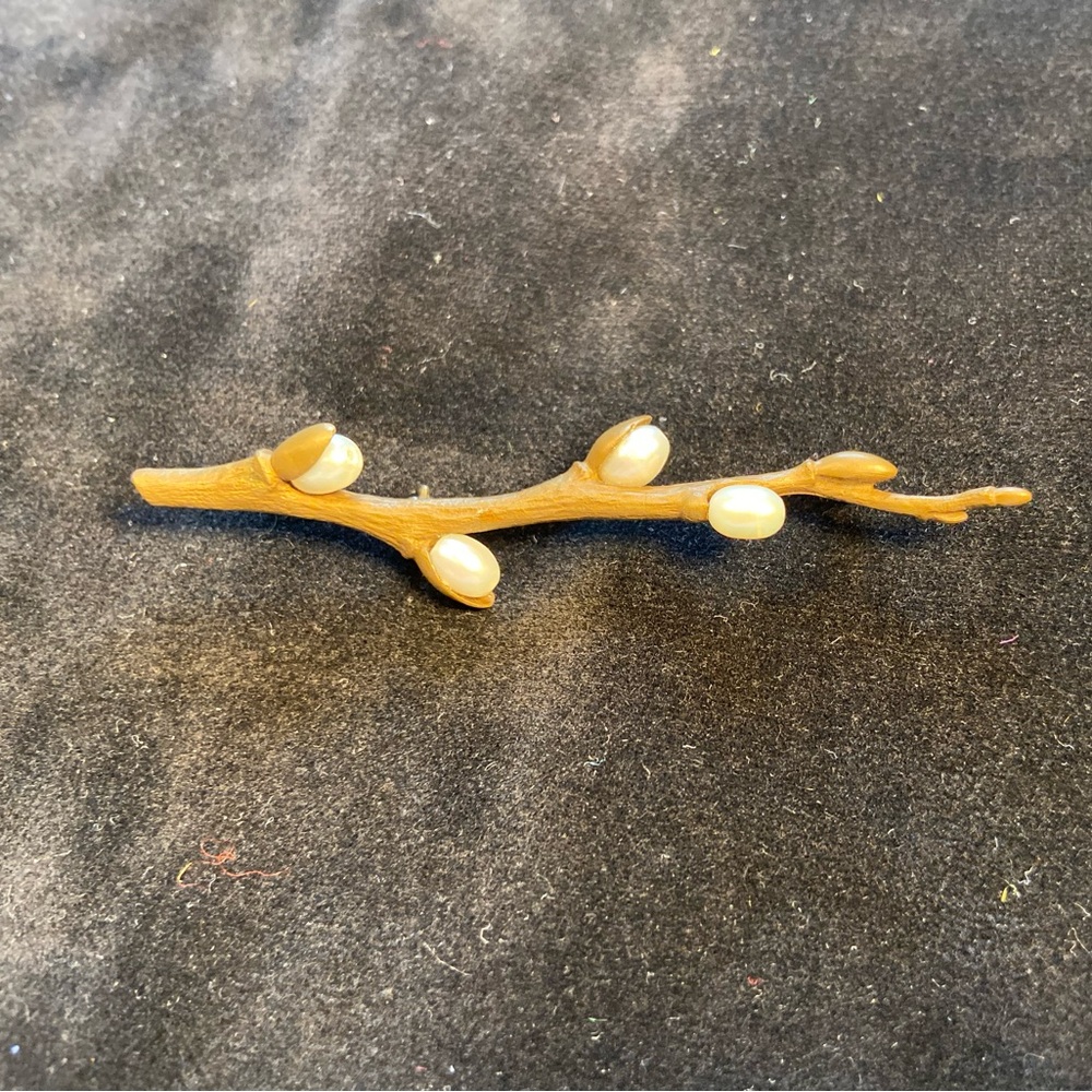 Michael Michaud Willow Branch‎ Pin, Brooch, pearl bronze branch - Picture 3 of 5